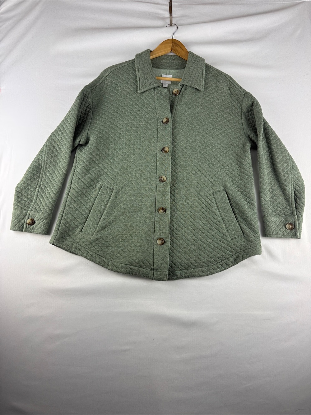 J.Jill Green Jacket Women's Medium Petite Cotton Rayon Blend